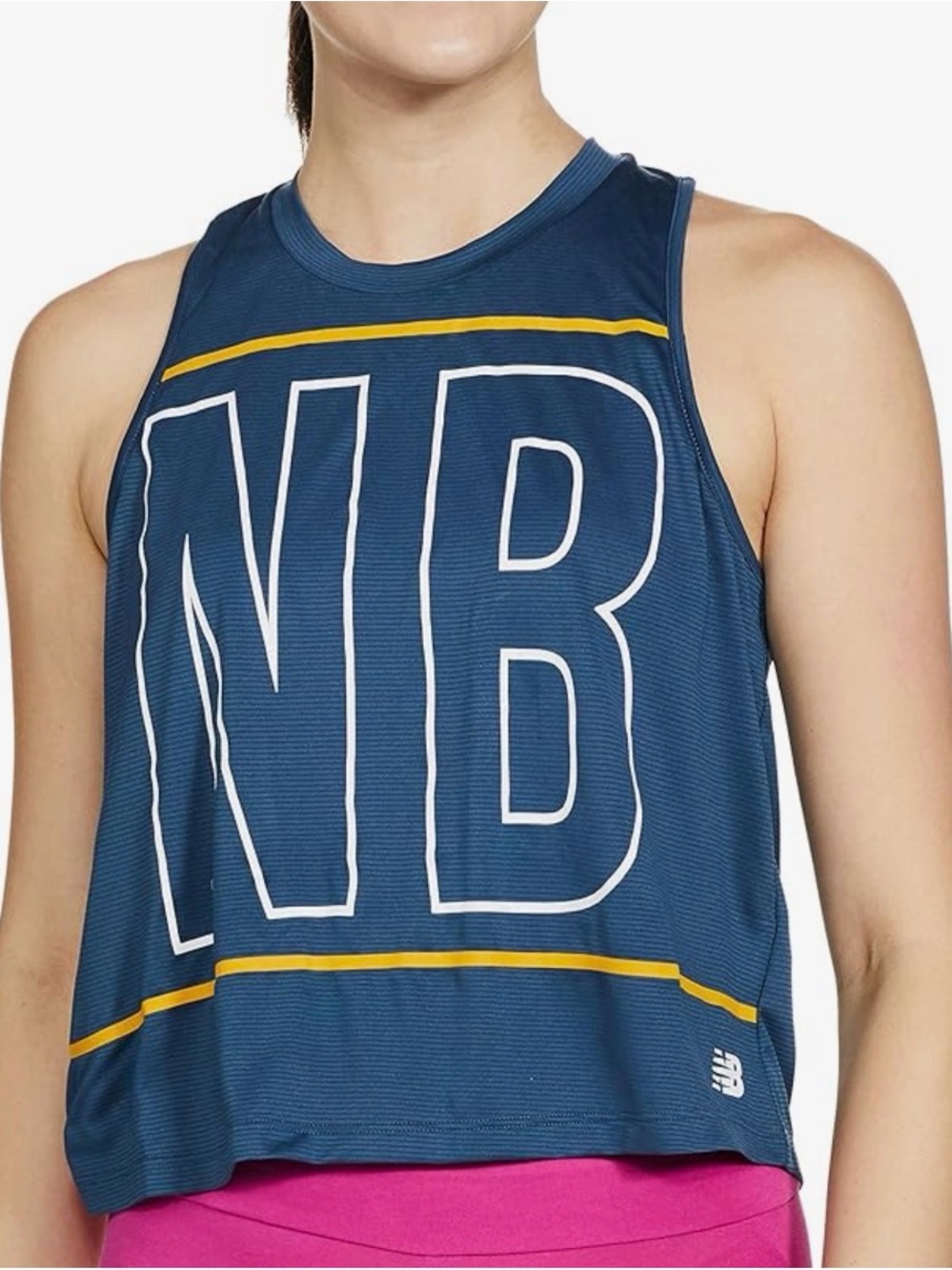 New Balance Navy Tank with Yellow Trim